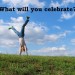 somersault on grass on the sky & clouds background